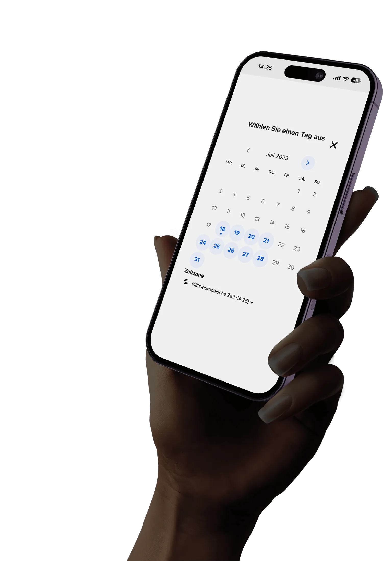 Hand mit iPhone wo man einen Kalender sieht!